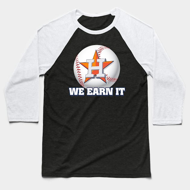 We Earn It Houston Baseball TShirt Throwback Astro Stripe Baseball T-Shirt by Walkowiakvandersteen